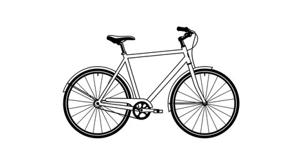 Fototapeta premium Simple Black and White Bicycle Illustration on Clean White Background