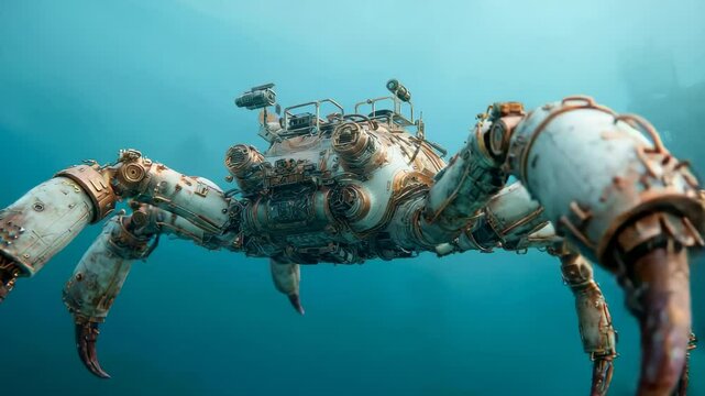 Steampunk crab underwater