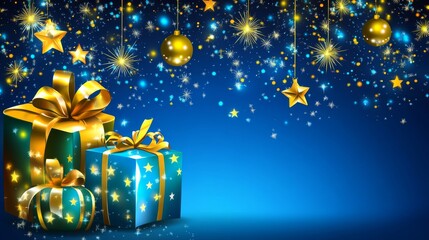 Christmas Gift Background with Stars and Glitter happy birthday background