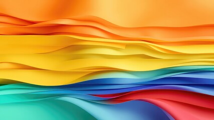 Naklejka premium Layered Waves of Paper in Abstract Color Gradient with Smooth Textures Creates a Dynamic Background