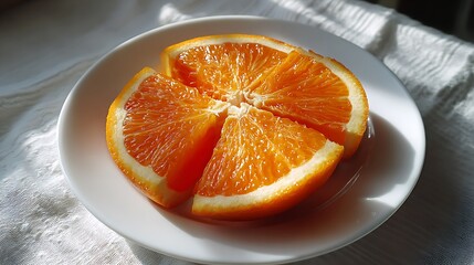 Sliced Orange on a White Plate
