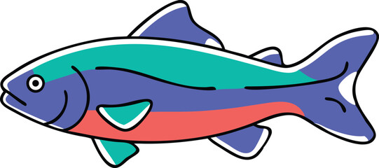 Obraz premium Detailed illustration of a trout fish on white background