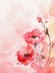 high detail visual of Watercolor splash background with Hand Drawn Floral