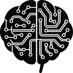 AI brain circuit Vector illustration Glitch Distortion Brain with Digital Corruption