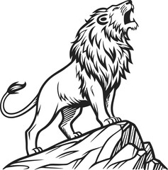 Roaring Lion on a Rocky Outcrop