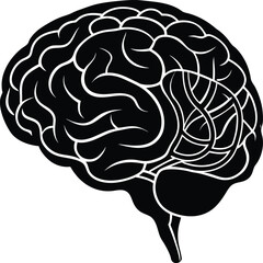 AI brain circuit Vector illustration Yin Yang Brain Circuit with Dual Sides