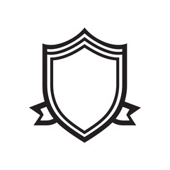 Stylized Black and White Shield Emblem with Double Border and Ribbon Accent