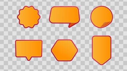 set of blank orange badge sticker