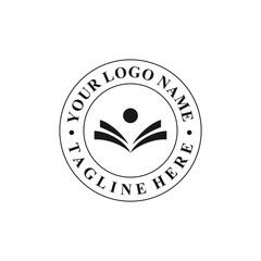 book logo design, illustration, vector, emblem, symbol, icon, education, campus, school, university, generic book logo design, simple, student, line, literature, idea, creative, paper, modern, emblem,