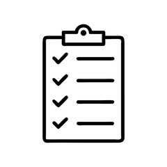 Clipboard Checklist Icon Representing Task Management and To-Do List with Check Marks in Minimalist Outline Style