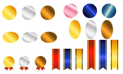 メダルとリボンの高級感あるベクター素材セット