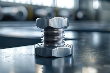 high detail picture of Large nuts, bolts, and washers used in construction.