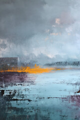 Abstract painting wall happiness suffering blue orange gray texture modern painting of abstract