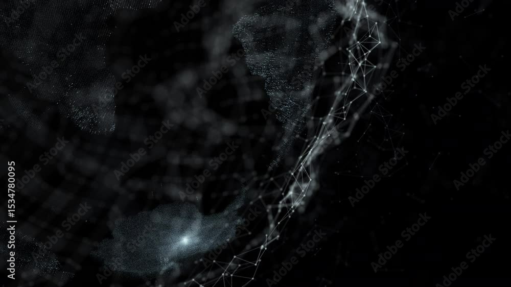 Aufkleber digital planet spin with plexus connecting lines. isolated transparent background, alpha channel rea