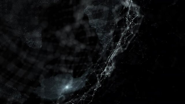 Digital planet spin with plexus connecting lines. Isolated transparent background, Alpha channel ready