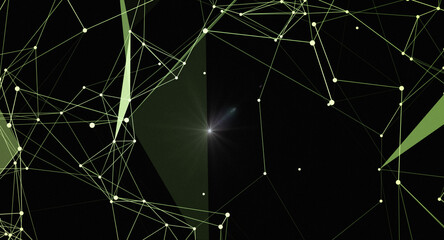Abstract Network Plexus with Glowing Central Point and Polygon Mesh © farikhin