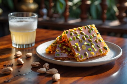 Halwa turc - Algerian Food: Experience the authentic taste of Halwa turc, a beloved Algerian dessert with a dense texture and sweet aroma, symbolizing the rich culinary traditions of North Africa.