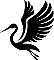 Obraz premium Spoonbill Seabird Silhouette Logo or Tatto Design – Flat Black Vector Illustration