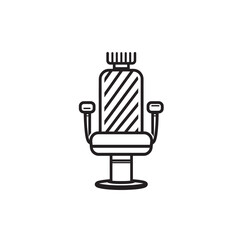 Fototapeta premium Barber Chair Outline with Stripes and Headrest Comb Illustration on White Background