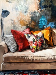 premium quality image of corner of the couch with cushions