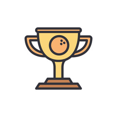 Golden Trophy With Bowling Ball Emblem For Tournament Victory