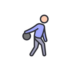 Illustration Of A Person Bowling In Simple Style With A Round Ball