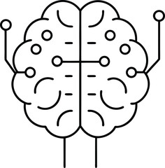 AI brain circuit Vector Line art illustration Blueprint AI Brain Drawn Like an Engine