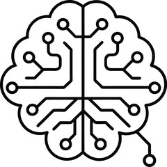 AI brain circuit Vector Line art illustration Circuit Board Brain Designed as a PCB