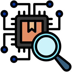 Ai Search outline color, mini illustration icon. use for modern concept, print, UI, UX kit, web and app development. Vector related to product offering, marketing, business.