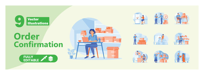 E-commerce order confirmation illustration. Mega set.