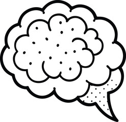 AI brain circuit Vector Line art illustration Pulp Comic Brain with Halftone Dots