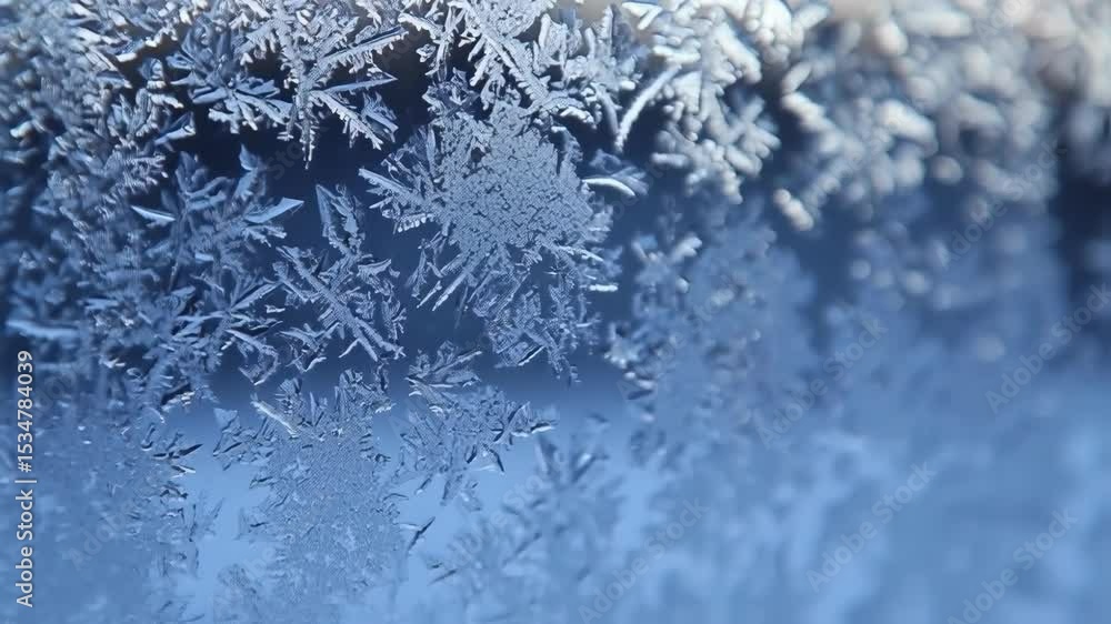 Aufkleber intricate frost patterns forming on glass surface creating winter season abstraction and icy wonderl