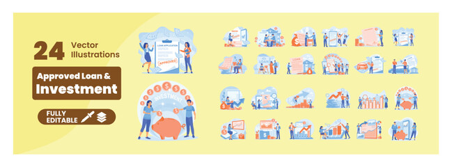 Obraz premium Approved loan and investment illustrations. Mega set.