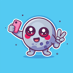 smiling bowling ball character mascot taking a selfie with a smartphone isolated cartoon 