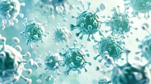 a background depicting white blood cells in action, symbolizing immune defense, with a palette of white, soft blues, and pale greens. clinical look.