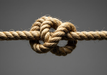 Rope Knot Close-up | Strong Twisted Cord Detail for Nautical Theme, Crafts, and Teamwork Concepts