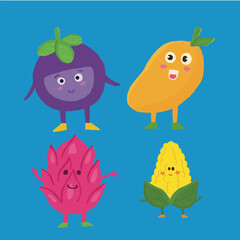 Illustration cute Fruits