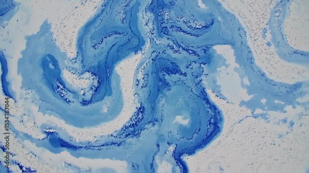 Poster abstract swirling pattern of white and blue hues creating a marbled design for backgrounds and moder