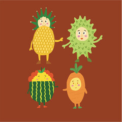 fruits character illustration