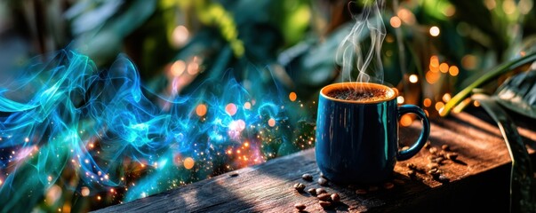 Savoring fresh brewed coffee cozy  beverage photography tranquil environment close-up perspective serenity concept