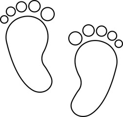 Footprints human icon in line silhouette, isolated on transparent background.