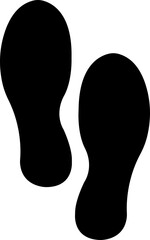 Footprints human icon in flat silhouette, isolated on transparent background.