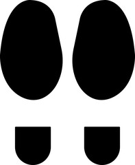 Footprints human icon in flat silhouette, isolated on transparent background.