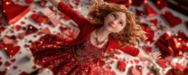 Celebrating love and joy romantic setting doll photography vibrant red environment playful perspective