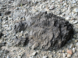 Rough rocky surface on the beach