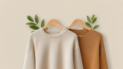 Sustainable fashion knitwear featuring earth tone sweaters with botanical styling