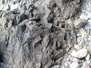 Rough rocky surface on the beach