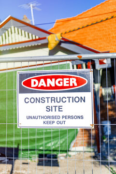 Danger construction site sign
