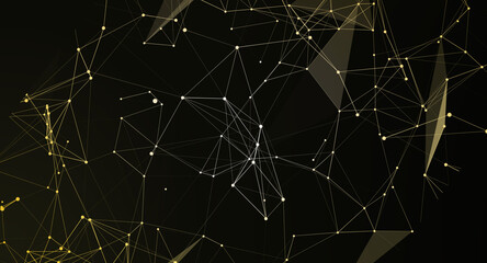 Abstract Network Connecting Dots and Lines on Dark Background