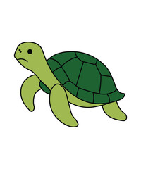Happy Green Sea Turtle Illustration